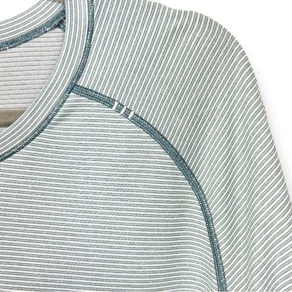 LULULEMON Metal Vent Tech Short Sleeve Green White Stripe XL - Picture 7 of 9